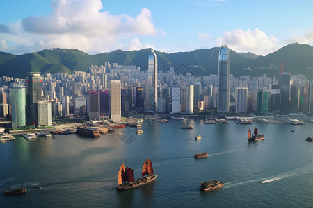 繁华景象香港繁华的城市景象背景