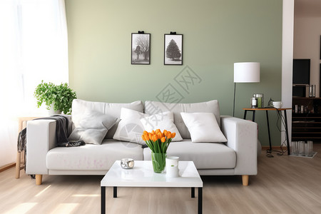 现代客厅的沙发和桌椅背景图片
