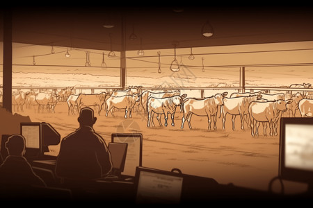 农业技术地形牲畜监控插图插画