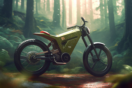 森林里的一辆自主电动自行车背景图片