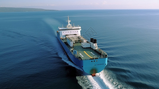 运输货物的轮渡在海上航行图片