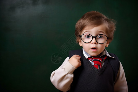 可爱的小孩戴着黑框眼镜图片
