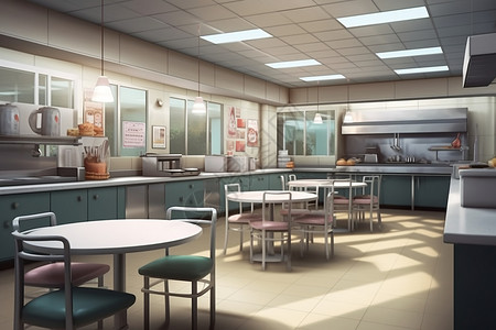 餐饮服务人员医院食堂的平面插图插画