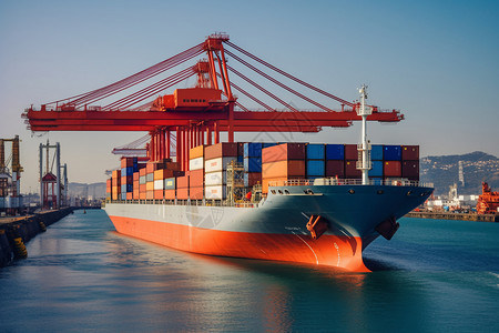 国际经济力量航运船舶物流贸易码头背景