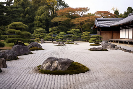 禅院京都传统禅宗庭院背景