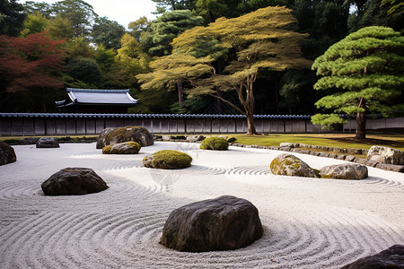 传统禅宗庭院背景图片