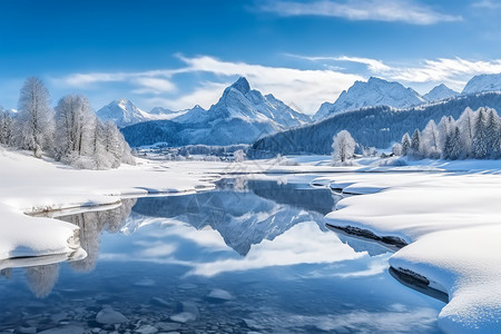 寒冷的阿尔卑斯山脉高清图片