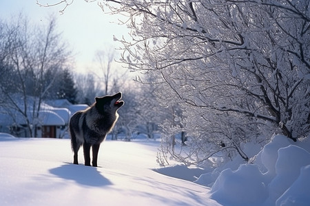 雪地里的动物狼图片