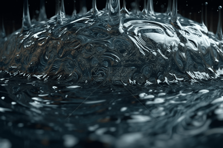 玻璃状流体的3D渲染图片
