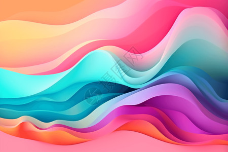 抽象彩色波浪插图图片