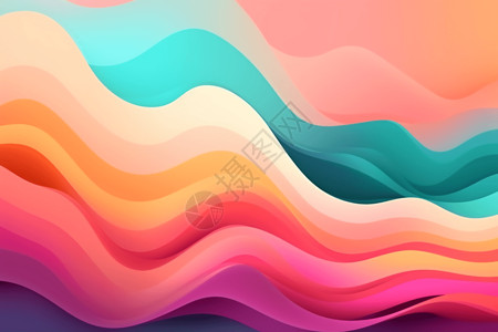 波浪形的理彩虹背景图片插画