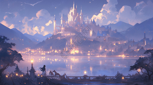 梦幻的蓝色童话城堡图片