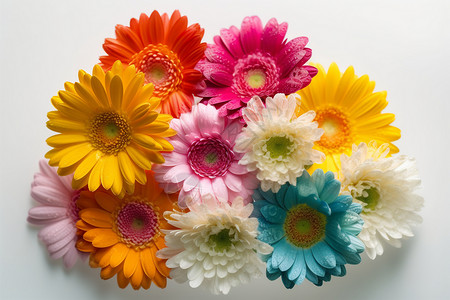各种颜色的菊花明艳美丽的花束设计图片