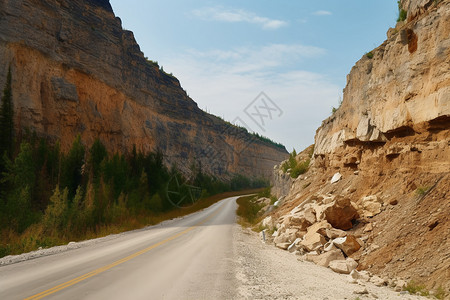 山脉间的危险道路图片