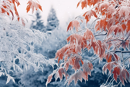 冬季森林的雪景高清图片