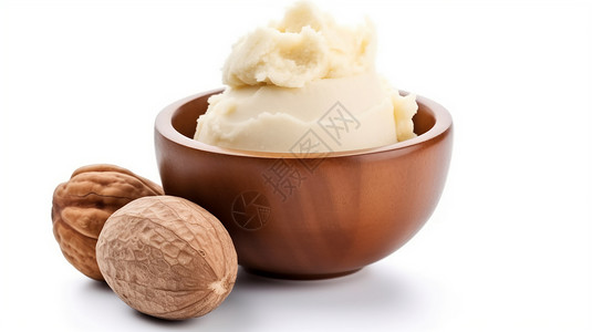 油果冰淇淋一碗乳木果油的照片背景