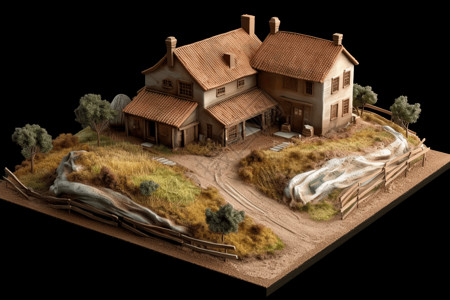 乡村农舍的模型图片