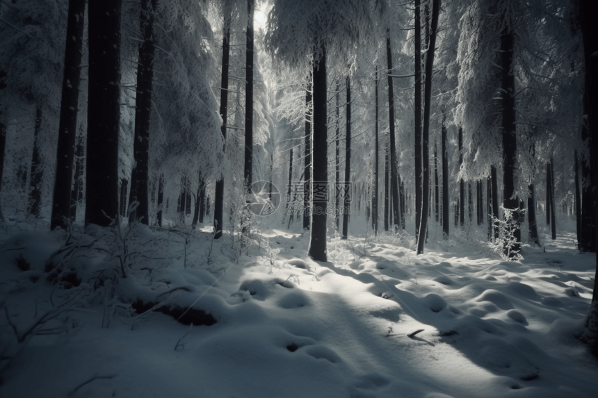 白雪皑皑的森林图片