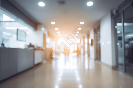 模糊的医院走廊背景图片