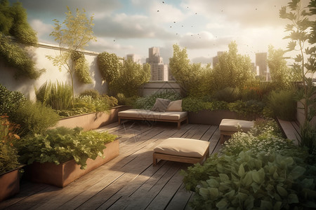 露台的阳光花园背景图片