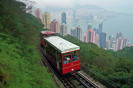 科技旅游山顶的旅游车背景