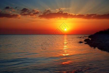 日落时美丽的海边背景图片