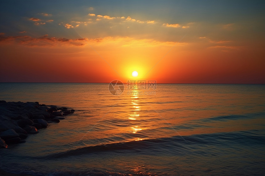 日落时的海边图片