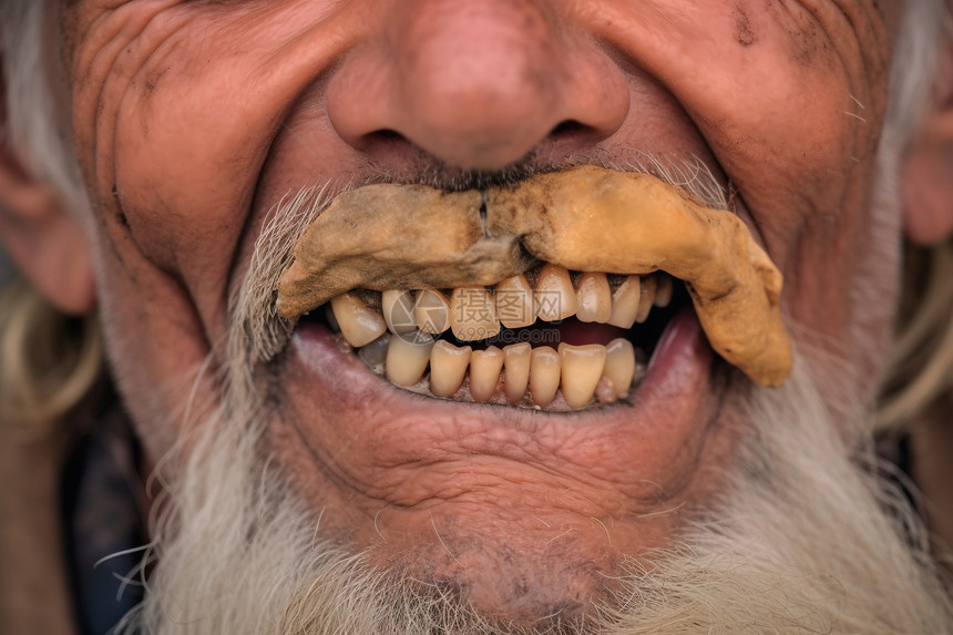 老人被腐蚀的牙齿图片