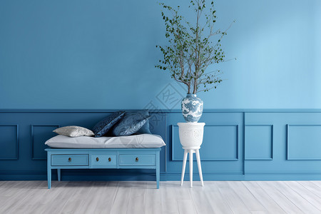 蓝色调地中海风格房间图片