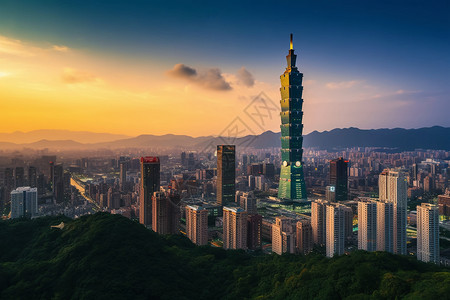 台湾城市景观台湾摩天大楼背景