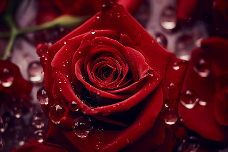 有水滴的玫瑰花背景图片