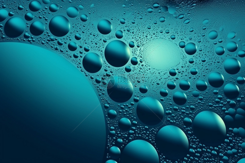 液体气泡蓝色创意背景图片