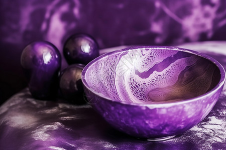 艺术创作紫色陶瓷碗图片