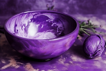 紫色油漆陶瓷碗背景图片