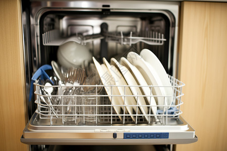 洗碗机里的盘子图片