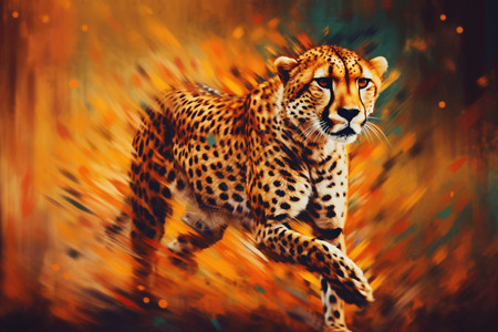 动态动物素材猎豹跑步模糊照插画