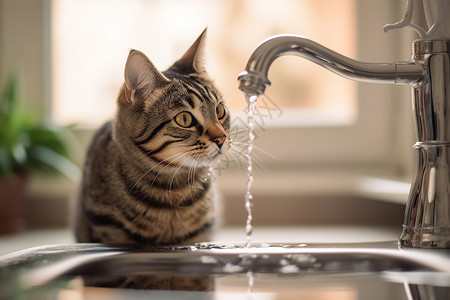 猫水可爱的猫喝水背景