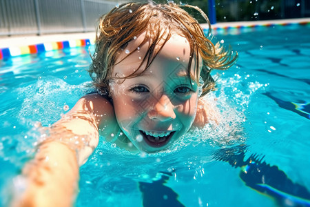 泳池游泳的小孩背景图片