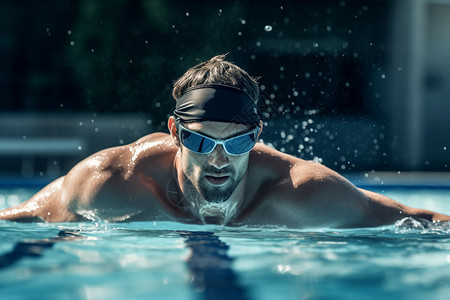 男子游泳运动员高强度游泳的男子背景