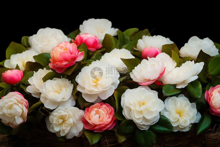 美丽的山茶花花束图片
