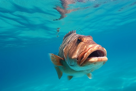 海底的石斑鱼背景图片