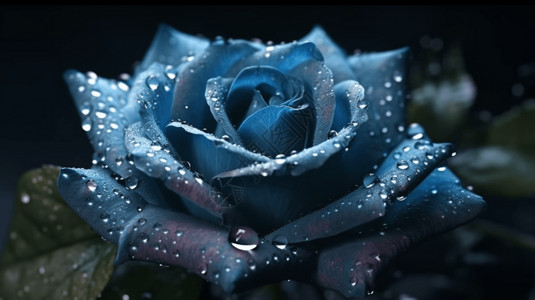 一朵盛开的蓝玫瑰背景图片