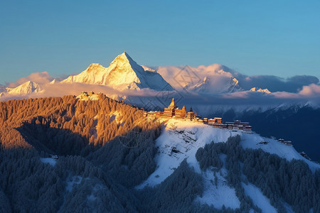 卡瓦尼梅里雪山自然风光背景