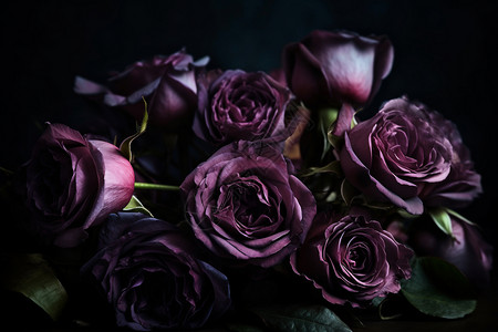 深紫色玫瑰特写视图背景图片
