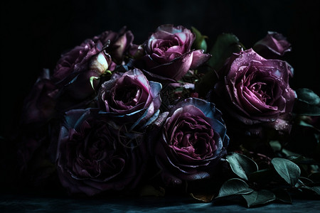 深紫色玫瑰的特写背景图片