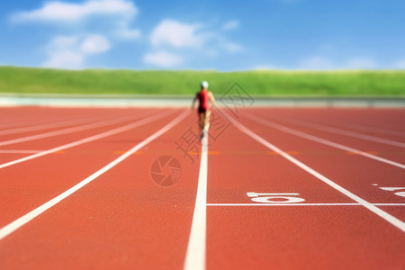 操场跑道上跑步的运动员图片
