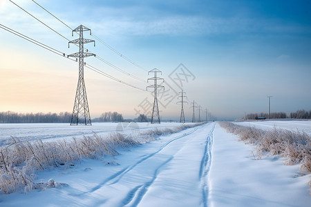 冬天一望无际的雪地风景高清图片