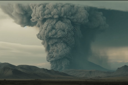灰烟火山背景设计图片