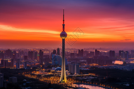 地标电视塔cbd天际线夜景图片