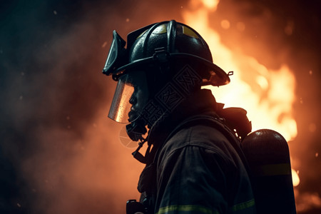 火焰下的消防员背景图片